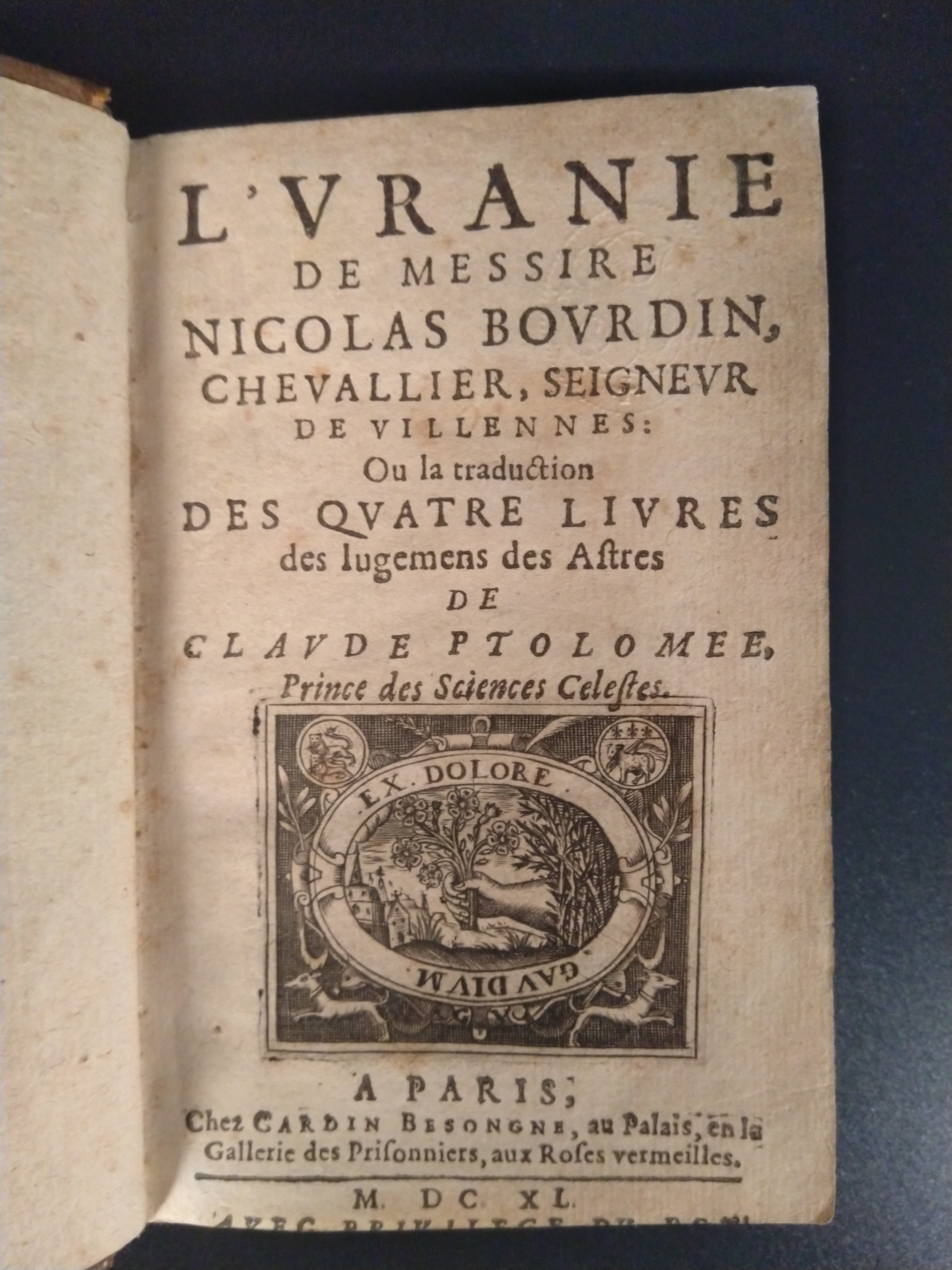 PTOLOMAEUS, Claudius. [Bourdin de Villennes, Nicolas.]