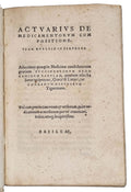 ACTUARIUS, Johannes Zacharias; GESNER, Conrad. [with] ACTUARIUS, Johannes Zacharias; TELESIO, Antonio; AEGINETA, Paulus.